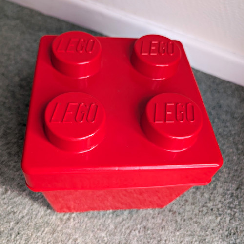 Lego red 2x2 storage brick - brick, box