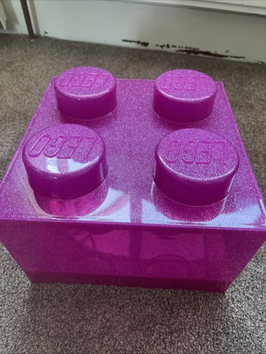 Pink glittery lego storage - pink,