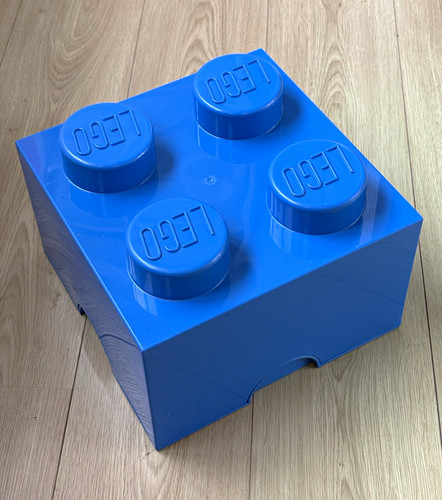 Lego blue stud storage brick - blue, 4-stud