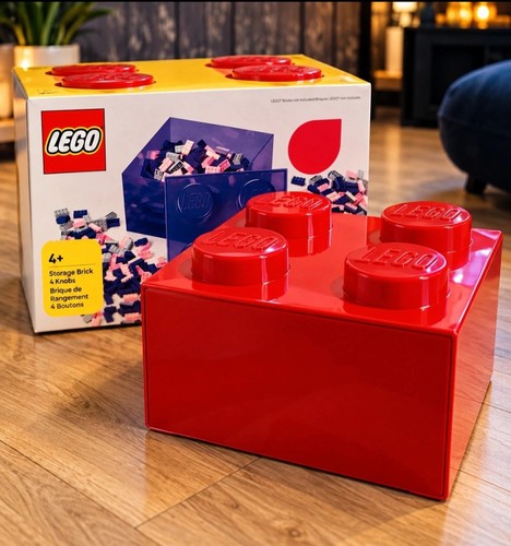 Lego storage brick stud red - storage,